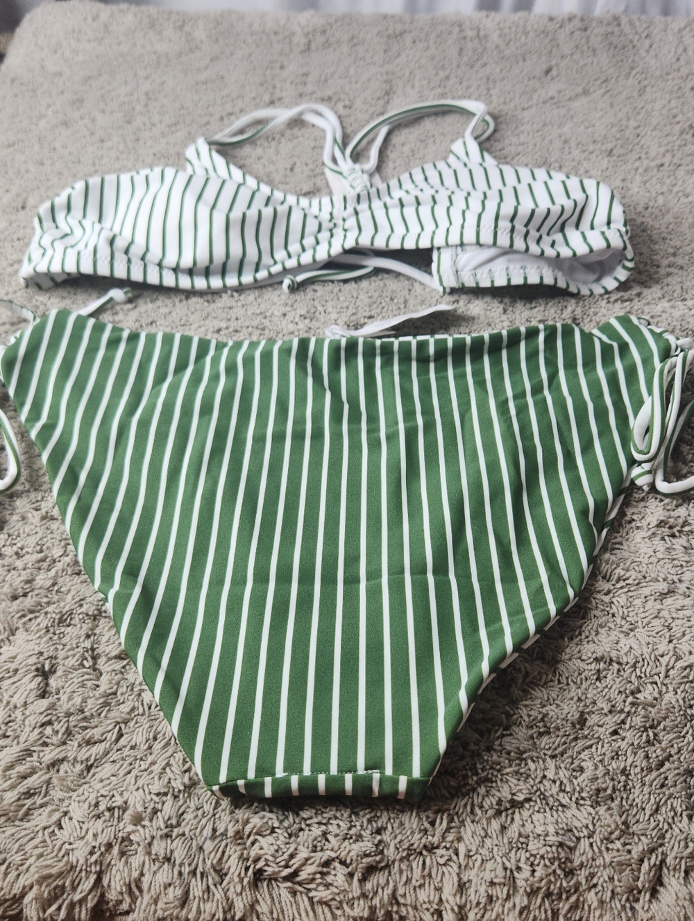 Women's Bikini Swim Suit With Reversible Bottom - Cupshe - Green & White - L - Picture 4 of 16